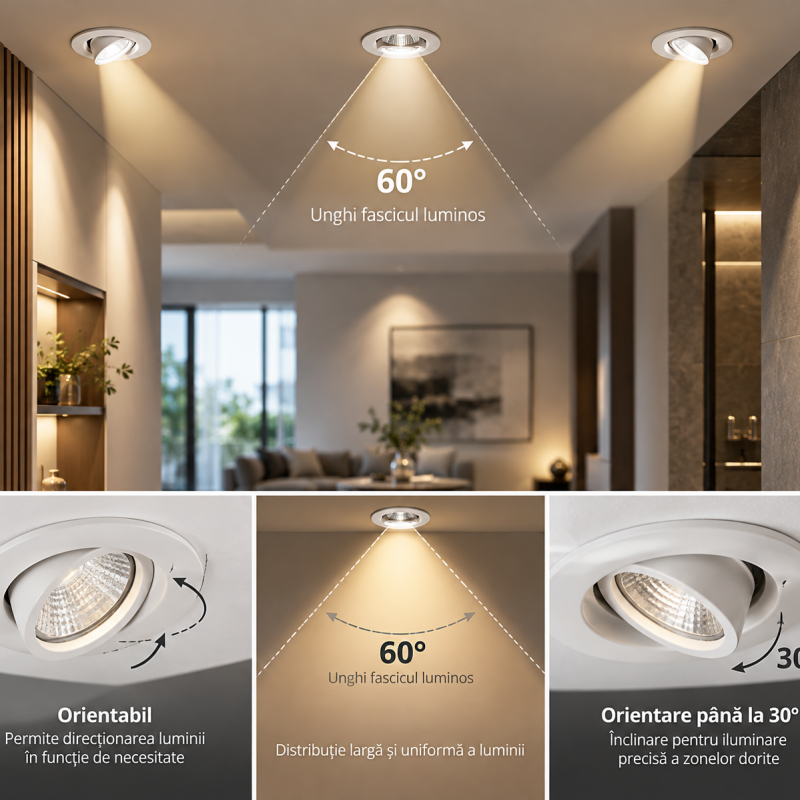 Alternative view of Spot LED COB Incastrat 13W 4000K IP44 – Alb | Set Bază + Ramă | Fascicul 60°