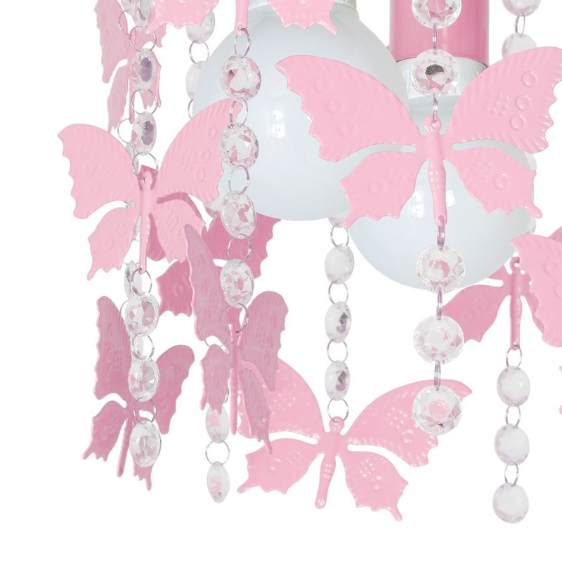 Lustra pentru copii Pink Butterfly ,3XE27, 30cm, Roz | Metal + Cristal - imagine 4
