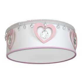 Lustra Love 2XE27, 40 cm – Alb/Roz