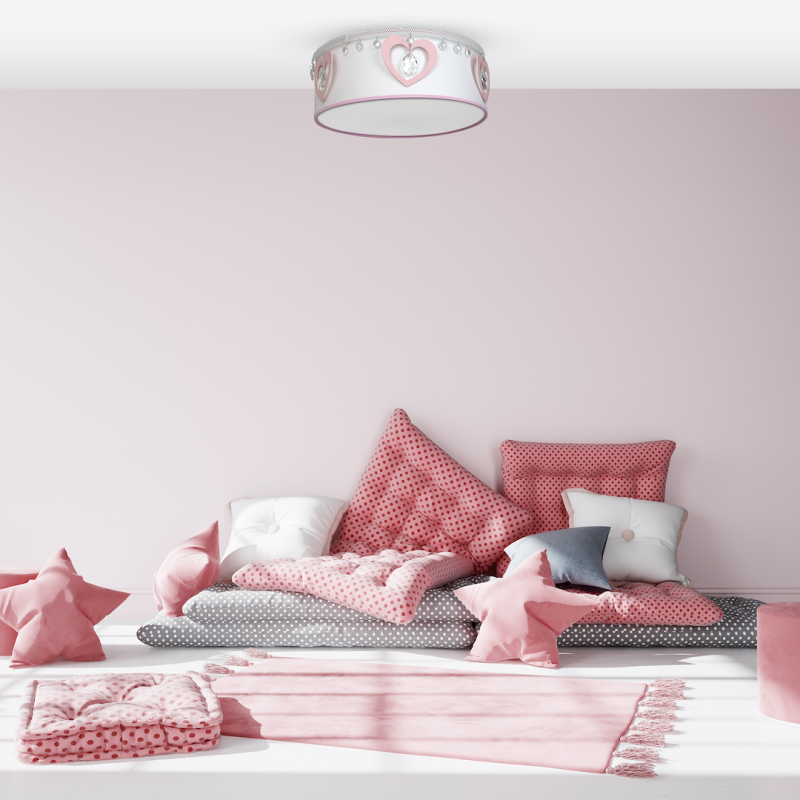 Lustra Love 2XE27, 40 cm – Alb/Roz - imagine 3